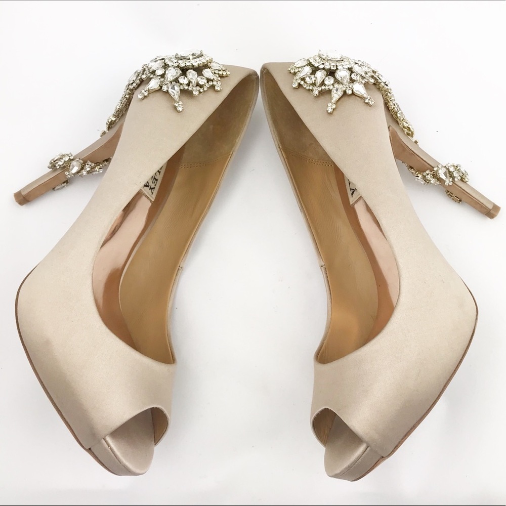 Badgley Mischka Royal Embellished peep toe pumps